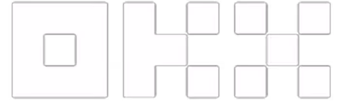 Abstract black and white geometric pattern with squares and rectangles.