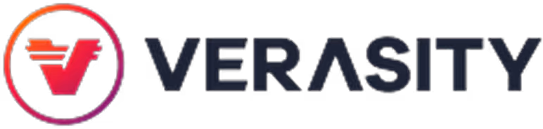 Verasity logo featuring stylized 'V' inside a circular gradient border next to the word 'VERASITY'.