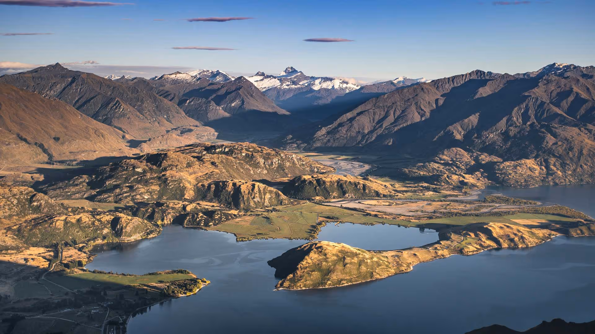 Aerial shot of Wanaka and surrounds.