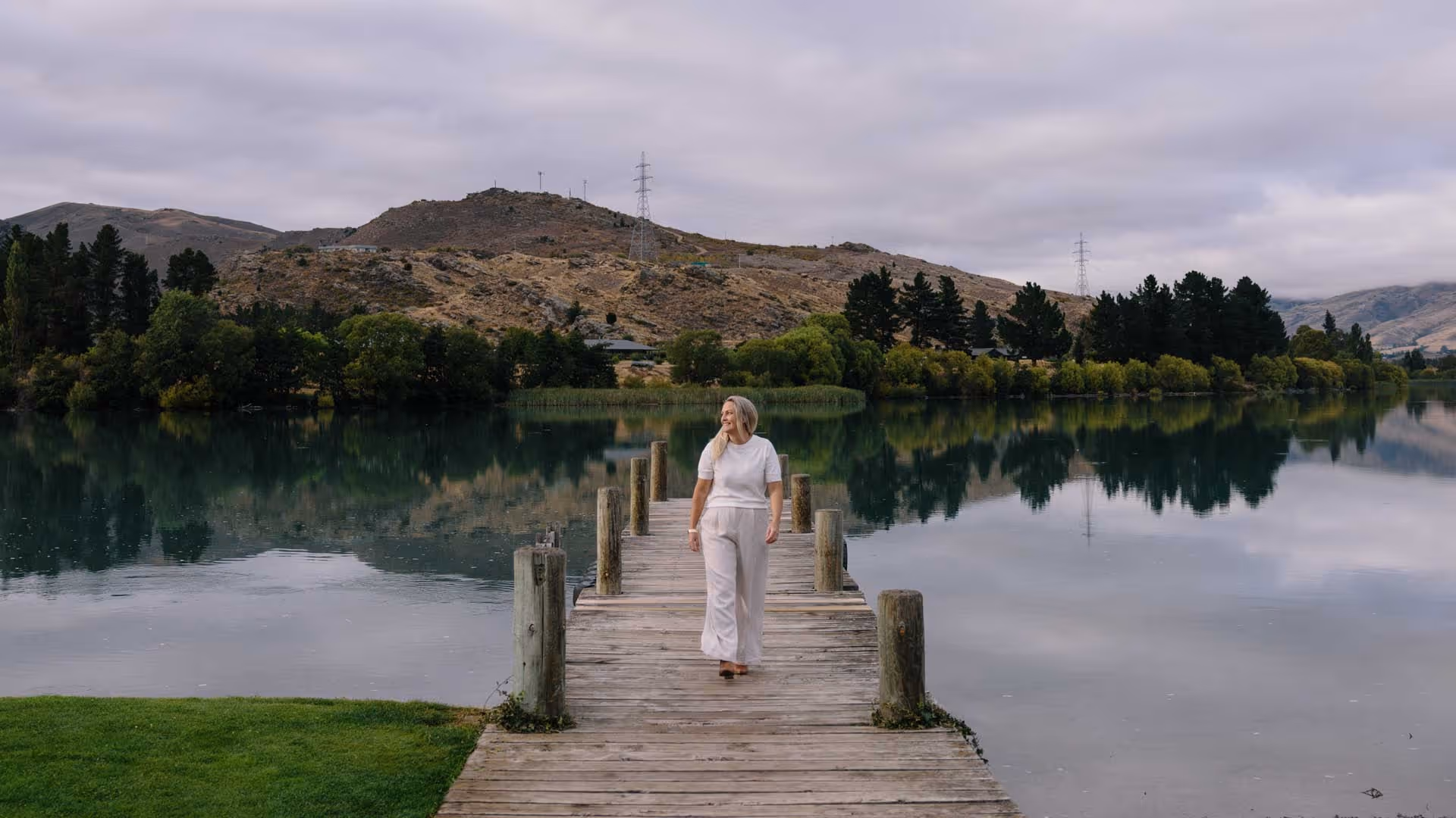 Erin on a jetty at a local lake.