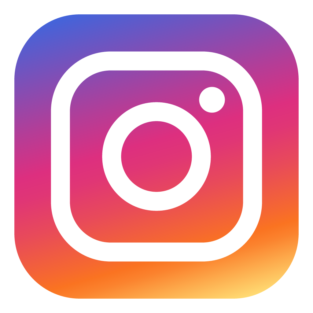 Instagram app icon with a white camera outline on a purple, pink, orange gradient background.