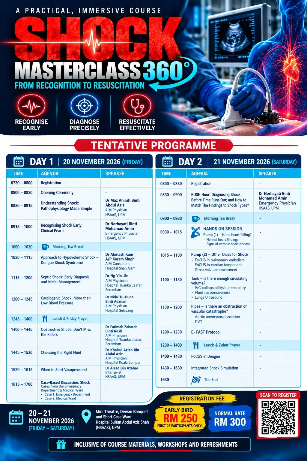Official tentative two-day SHOCK Masterclass programme poster