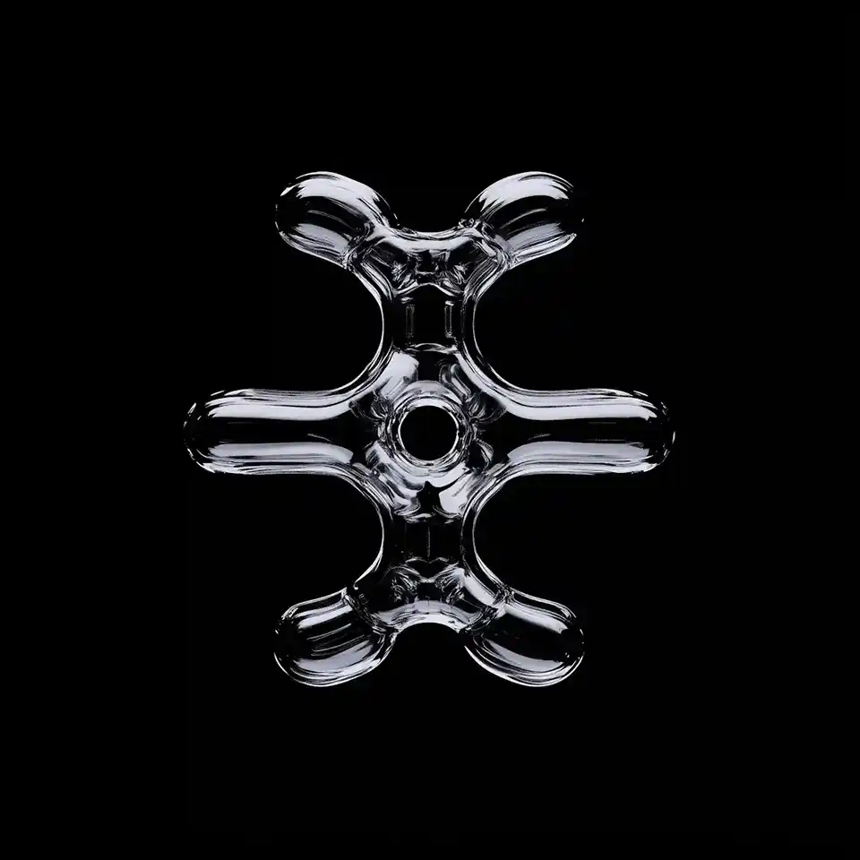 geometric chrome object futuristic design