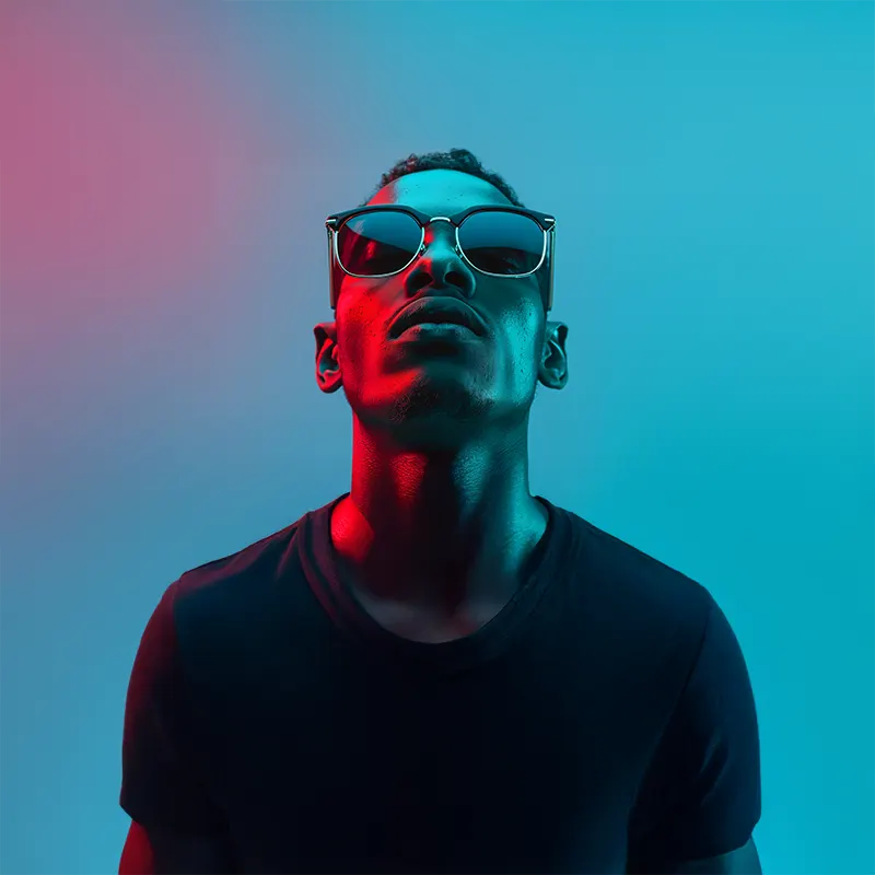 creative portrait with neon lighting modern photography