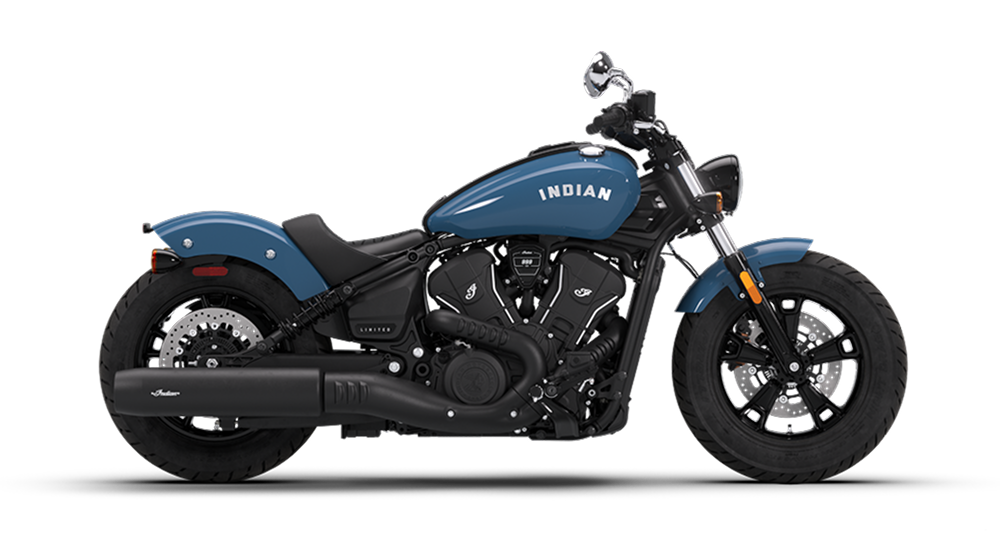 2026 Indian Motorcycle Scout Bobber Sixty in Storm Blue Limited, right profile view