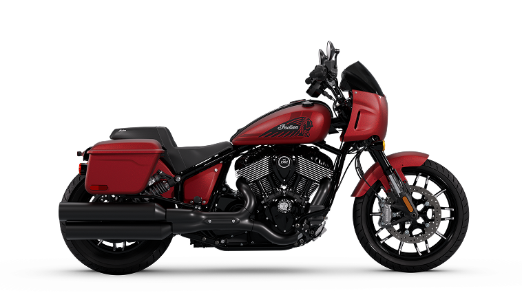 2025 Indian Motorcycle Sport Chief RT Dark Horse in Sunset Red Smoke, right profile view