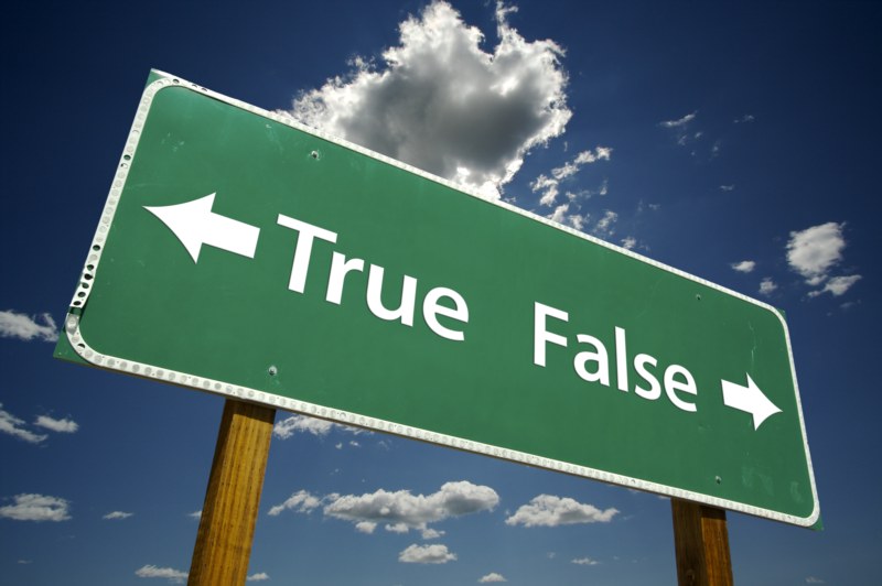 Road sign with true or false