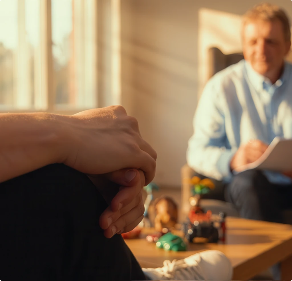 Handen van twee mensen tijdens een therapiegesprek