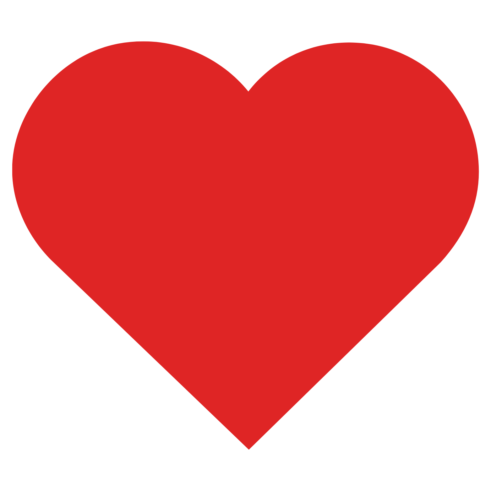 Simple red heart shape symbol on white background.