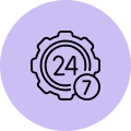 A purple circle with the number twenty four.