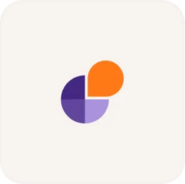 An orange and purple circle on a white background.