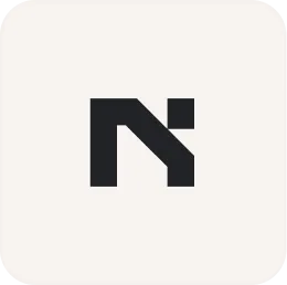 A black and white logo with the letter n.