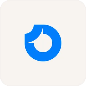 A blue circle with a white background.