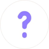 A purple question mark in a white circle.