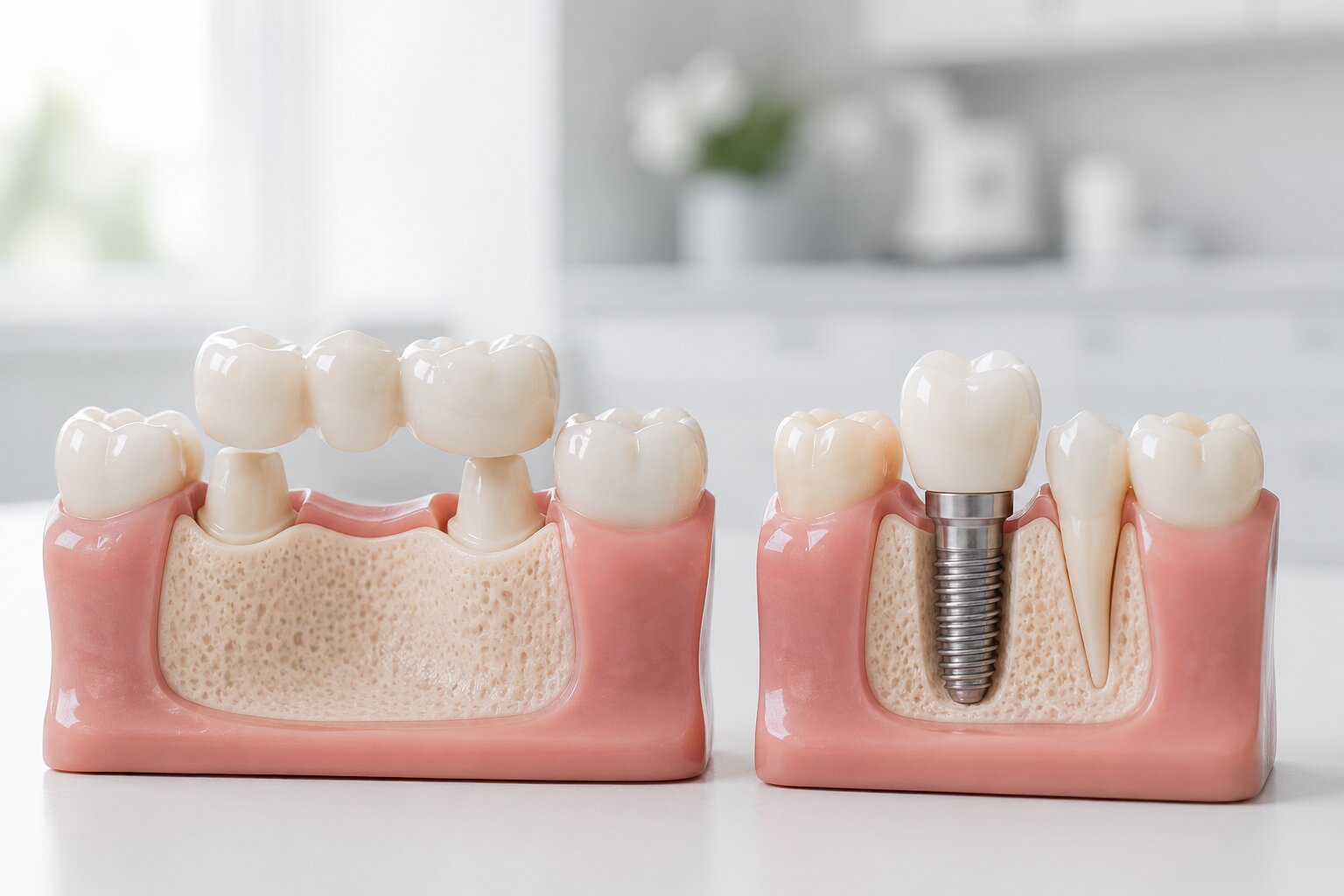 Dental implants vs dental bridges — tooth replacement options at Lotus Dental Studio, Llanelli