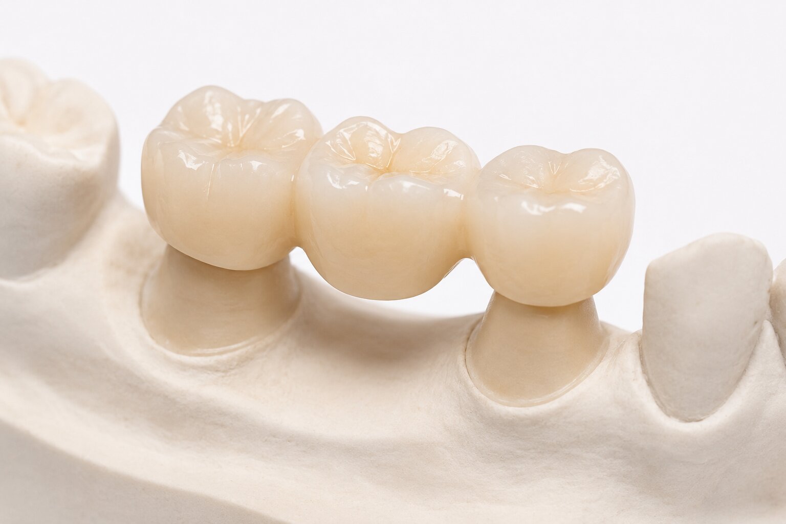 Diagram showing how a dental bridge works to replace a missing tooth — Lotus Dental Studio Llanelli