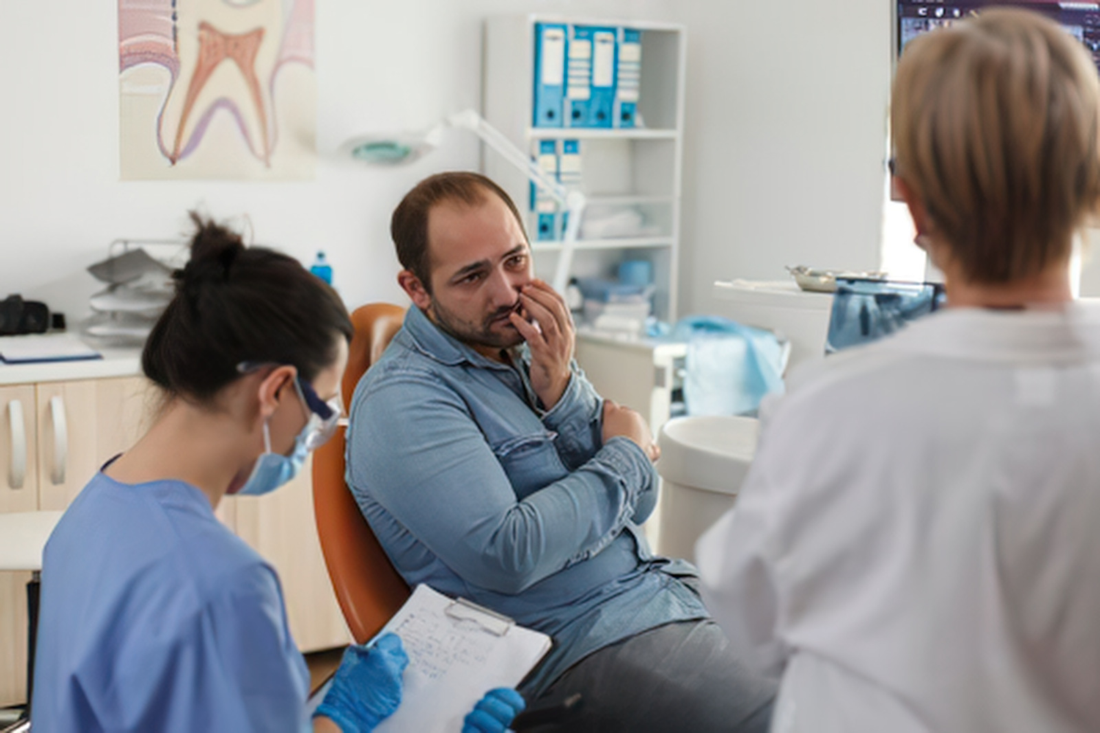anxious dental patient in clinic