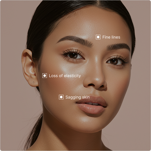 HIFU treatments for the face effectively target sagging skin, fine lines, and loss of elasticity, particularly around the jawline, neck, brows, and cheeks. 