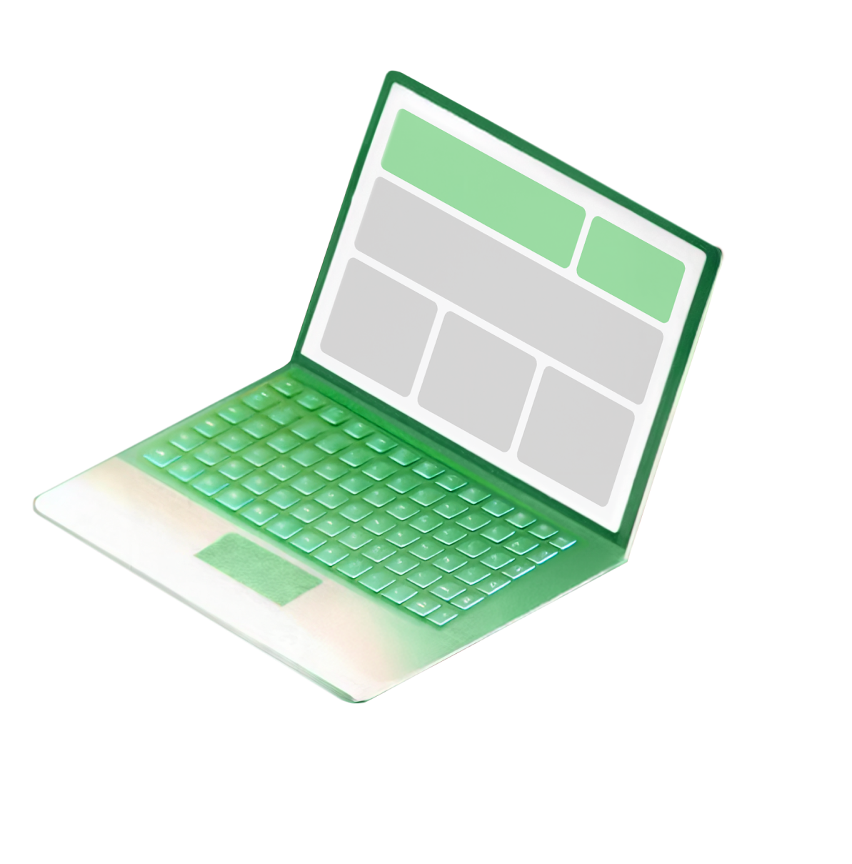 a laptop showing a simple intuitive user interface