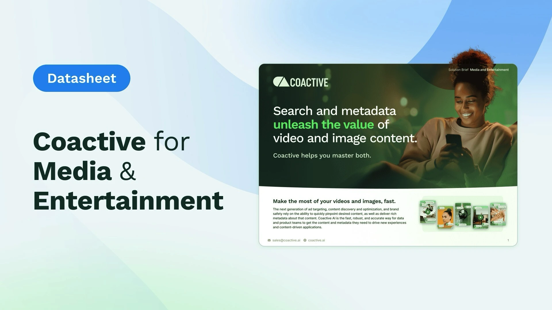 Coactive for Media & Entertainment. Fast, easy AI search and automated metadata for video and images. Unleash your content.