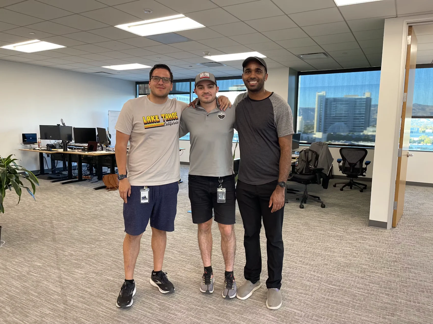 Ian Pierce with the Coactive co-founders Will and Cody on either side, settling into the spacious new San Jose office