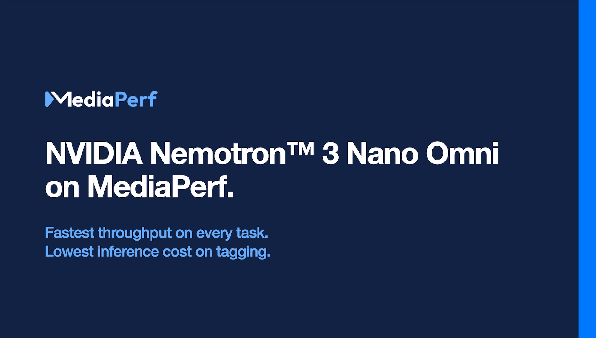 Announcing MediaPerf: an industry-driven benchmark for AI video understanding in media Focused on video tagging, summarization and tag refinement. Benchmarking 8 frontier multimodal foundation models.