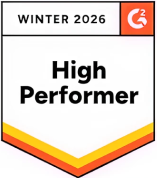 G2 Winter 2026 High Performer badge with orange and yellow chevron design.