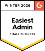 G2 Winter 2026 badge for Easiest Admin Small Business category.