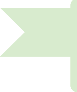 Green arrow pointing right with a notch on top corner.