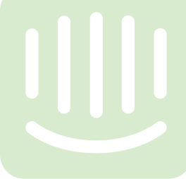 Intercom app logo with a green background featuring black vertical lines and a curved line resembling a smile.