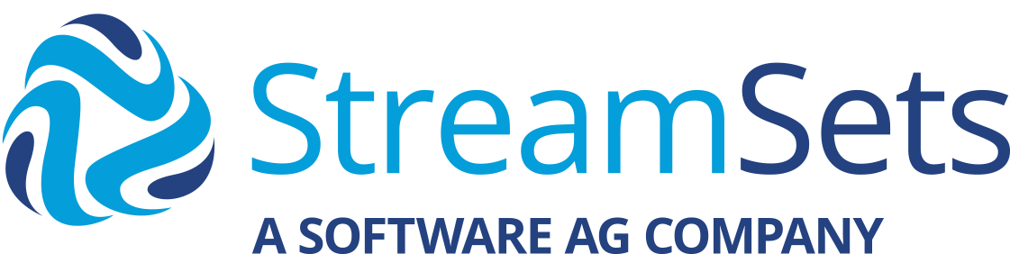 StreamSets Software AG logo text in blue and dark blue colors.