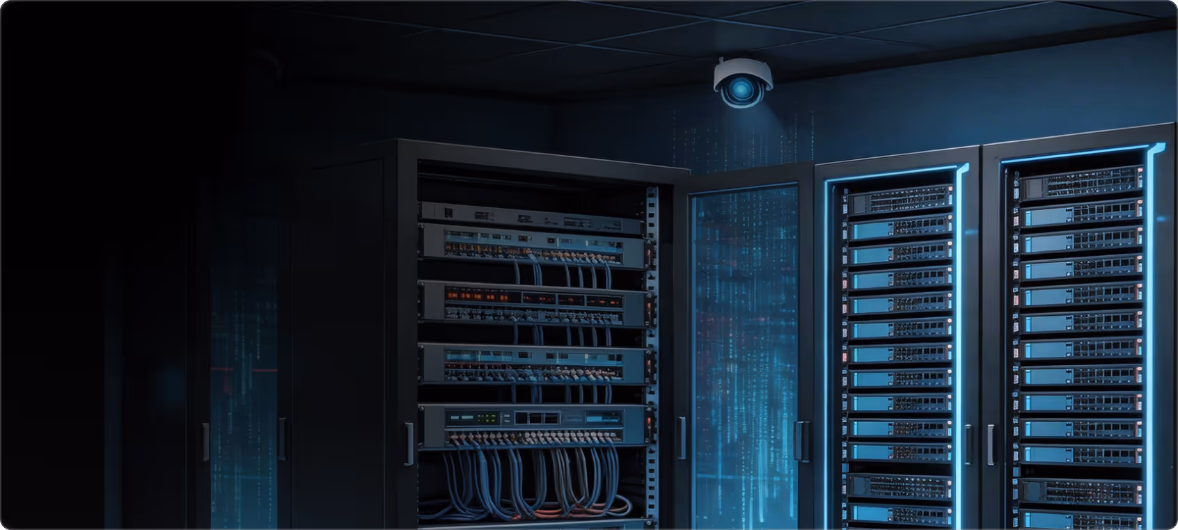 On-premise infrastructure with server racks and data center equipment