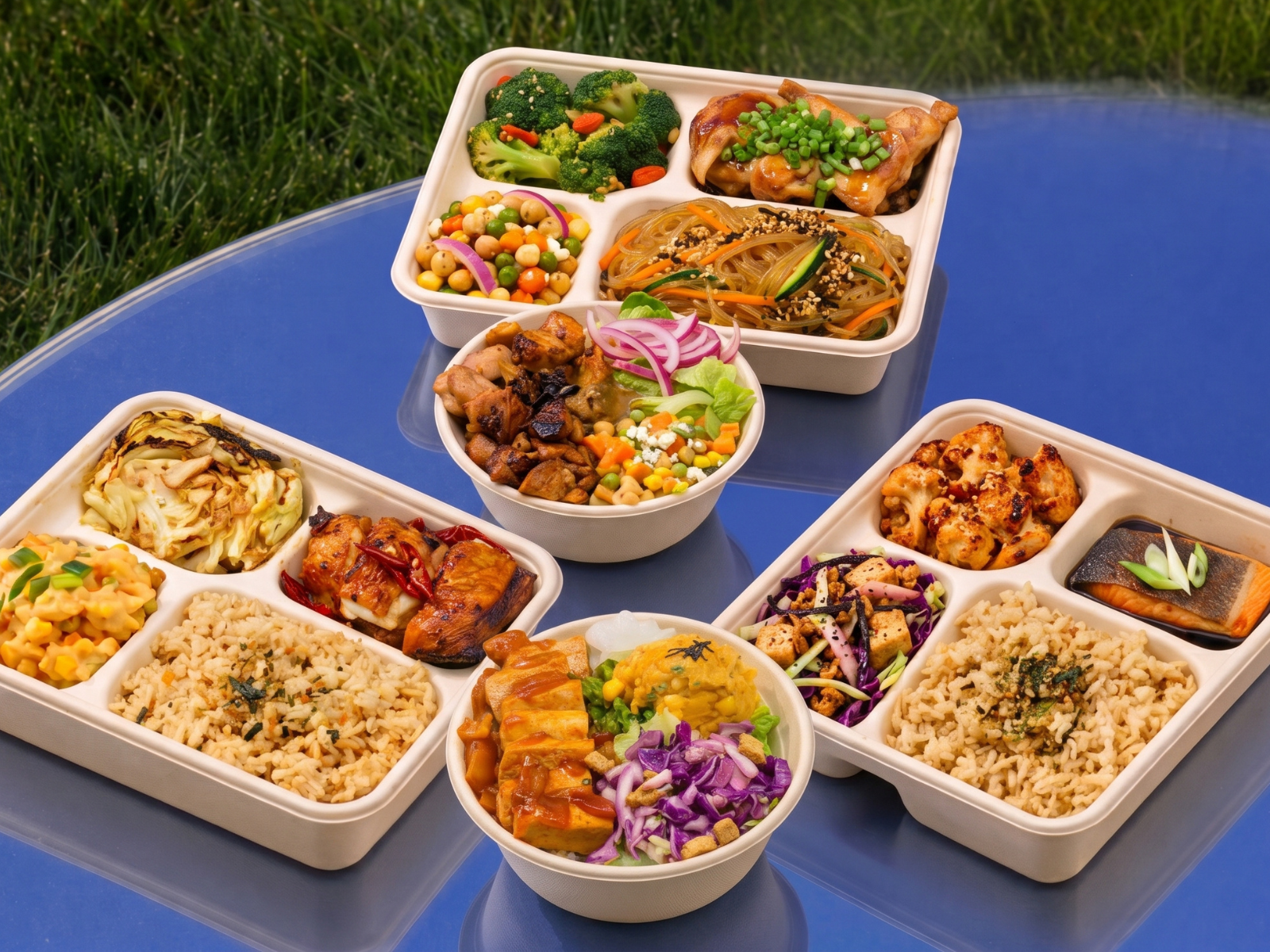 UMAMI trays laid out for an office lunch