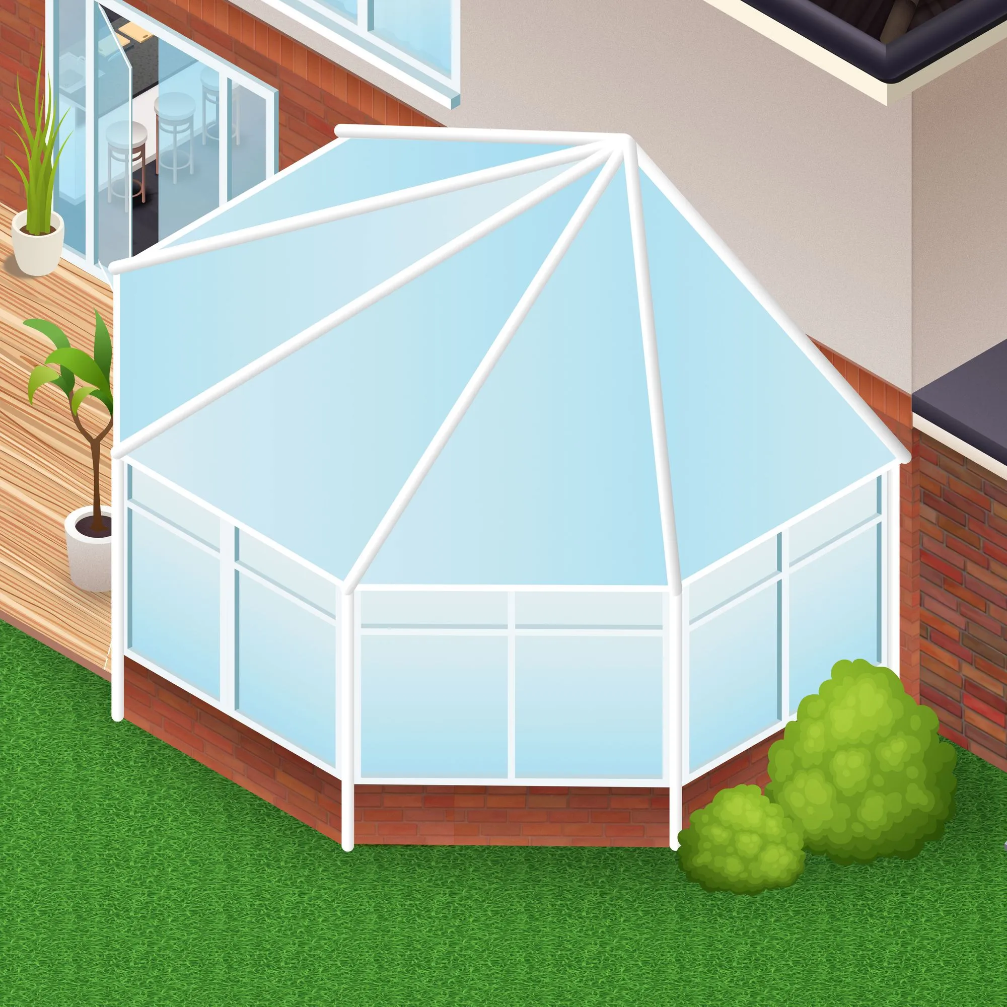An illustration of a rear conservatory