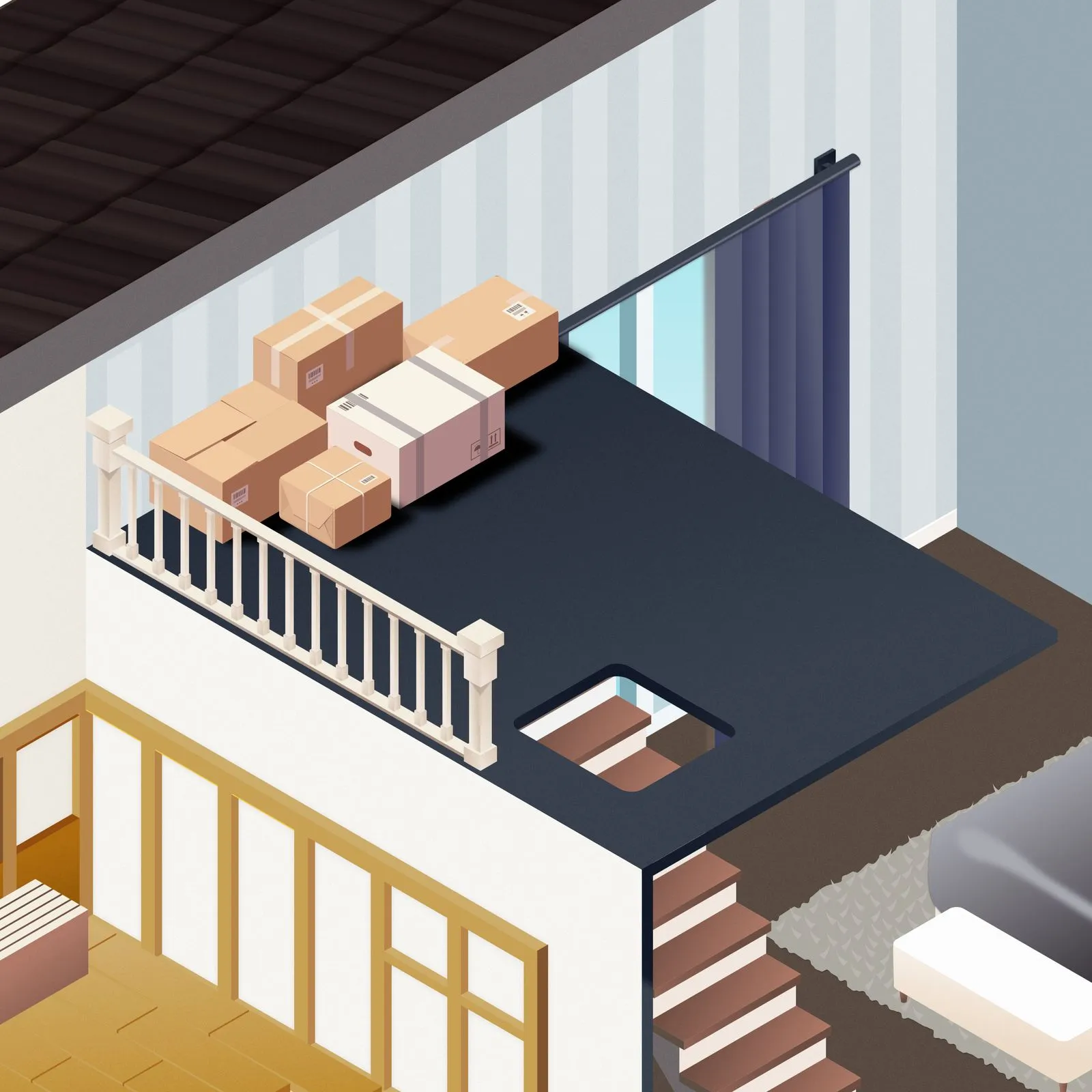 An illustration of the inside view of a loft conversion