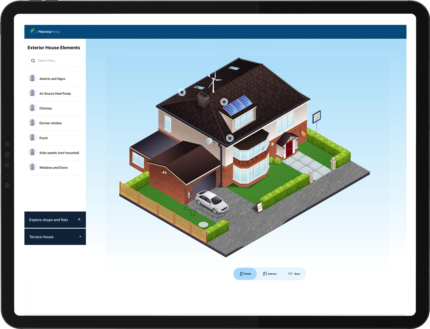 A screen shot of the interactive house