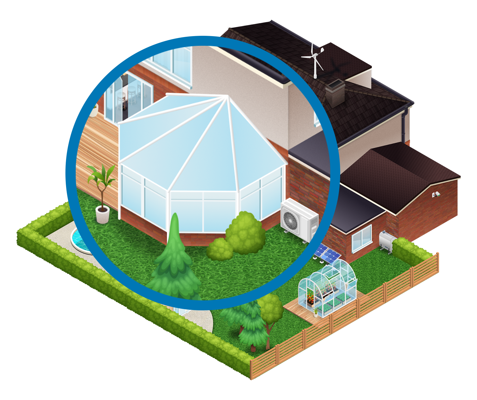 An illustration of a rear conservatory