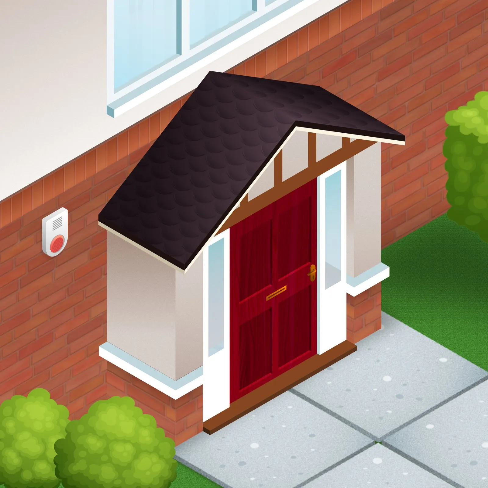 An illustration of a front porch on a typical style UK house