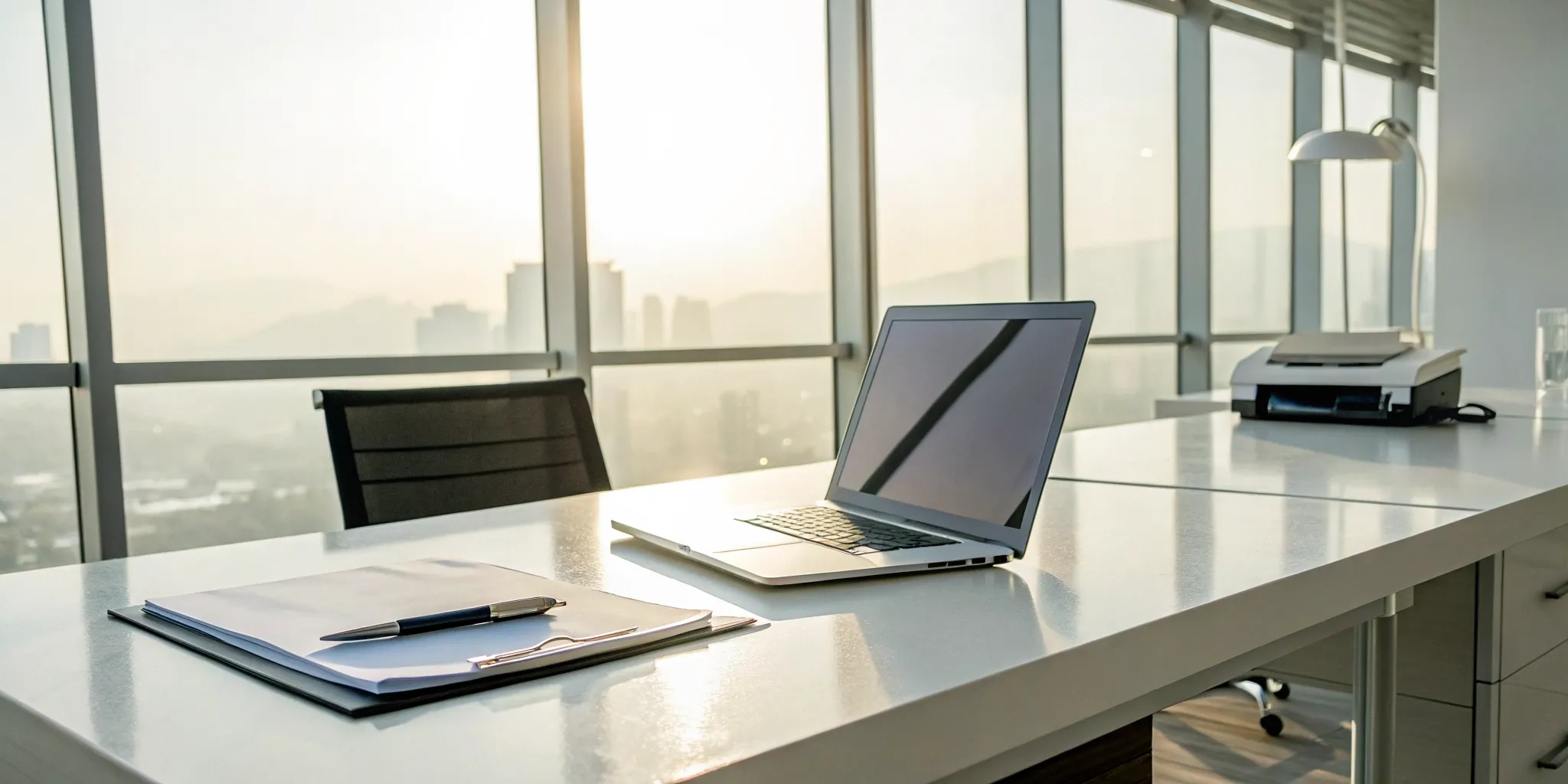 A guide on how to automate invoice processing shown on a laptop screen with invoices on the desk.