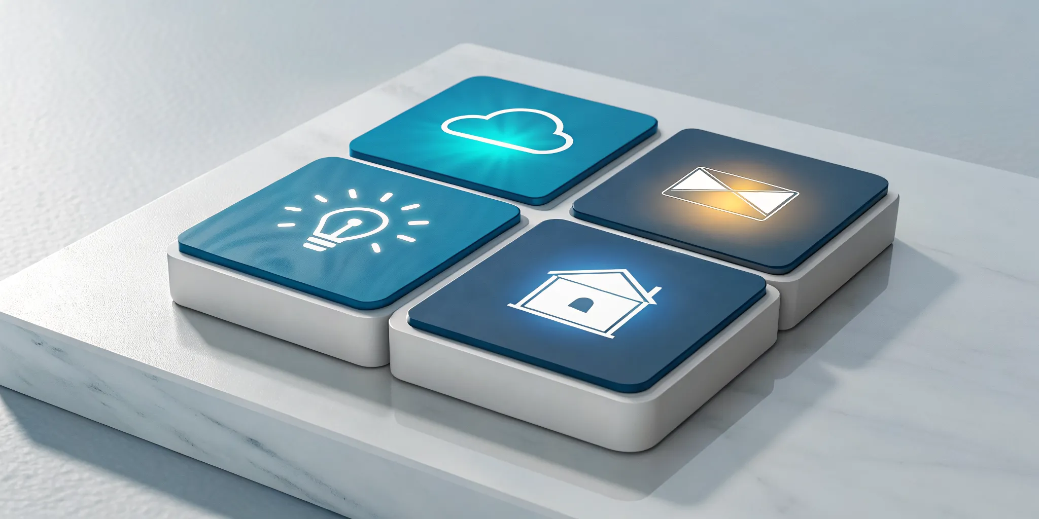 Four icons showing data integration examples for unifying business data.