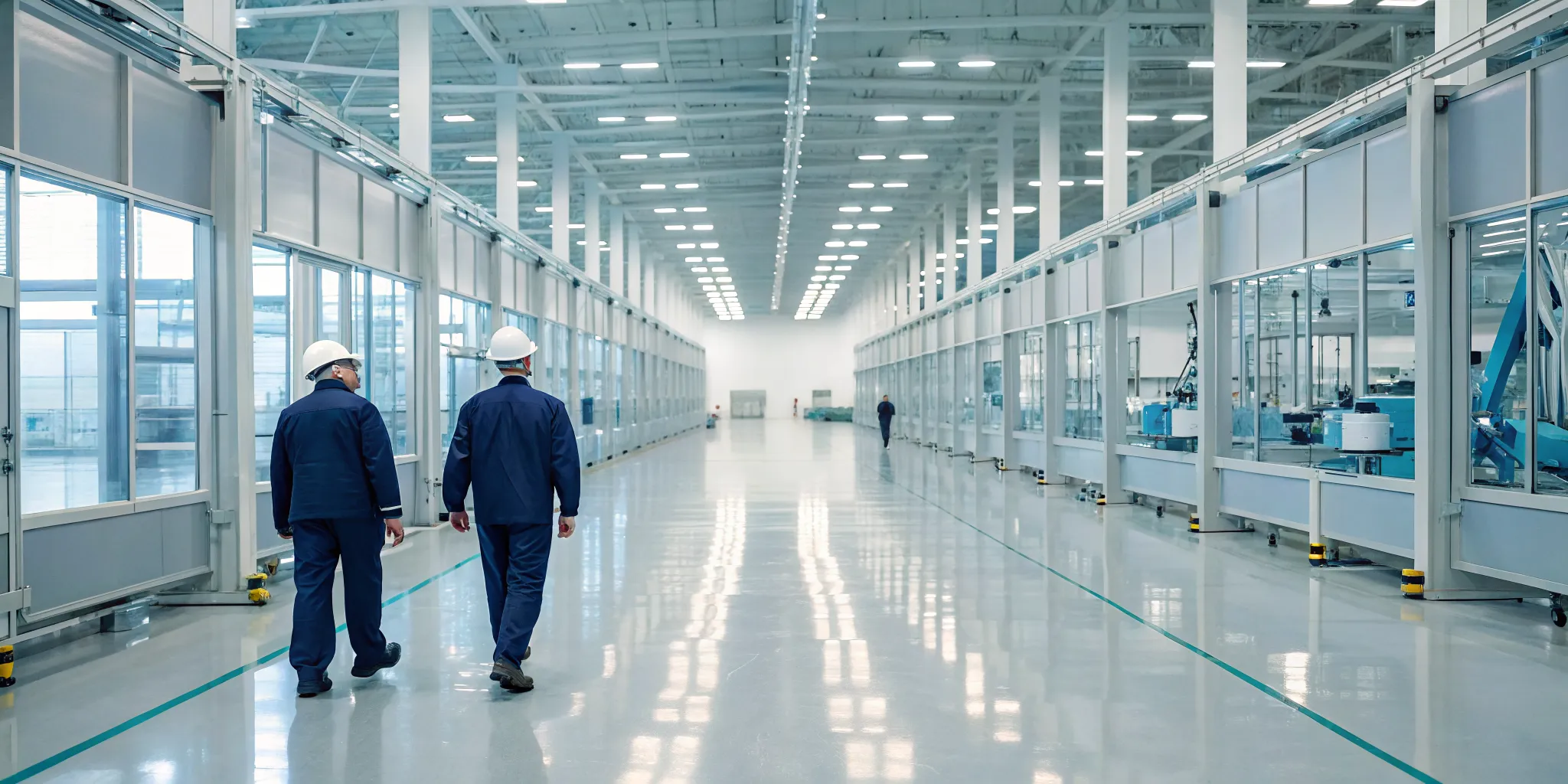 A modern manufacturing plant where a team uses BPM to streamline production.