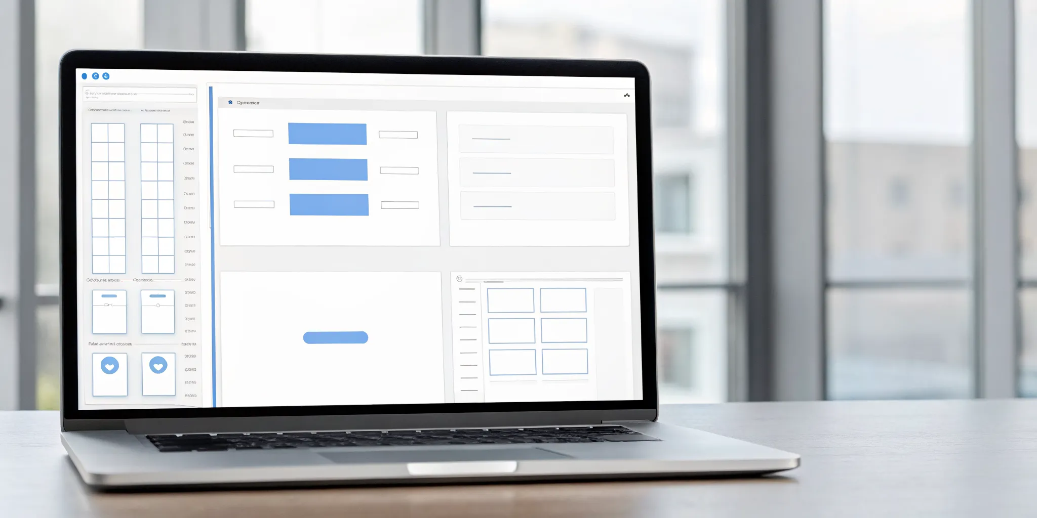 A drag and drop HTML form builder being used on a laptop to create a custom web form.