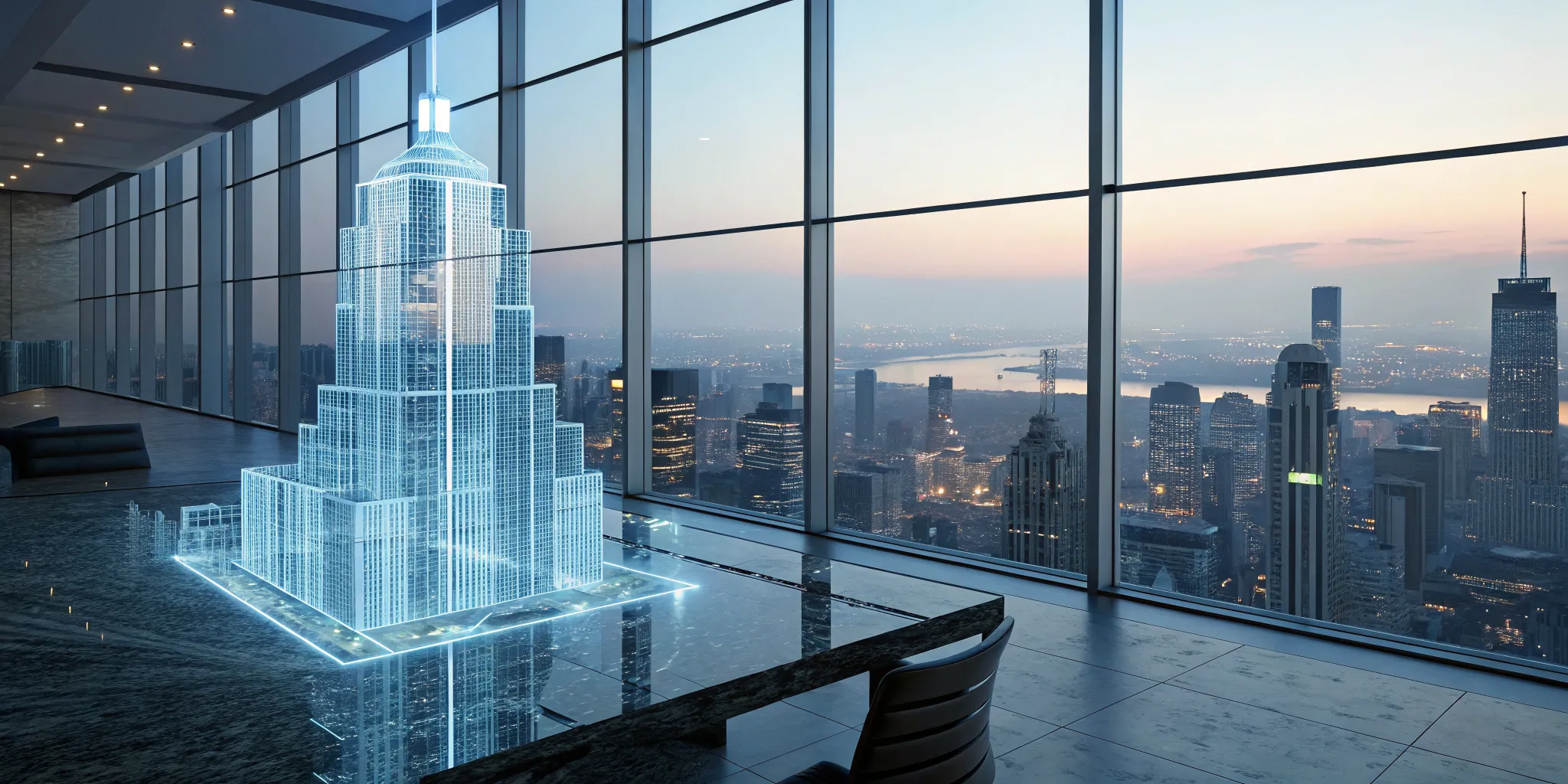 A digital skyscraper model built with an API platform for enterprise integration and innovation.