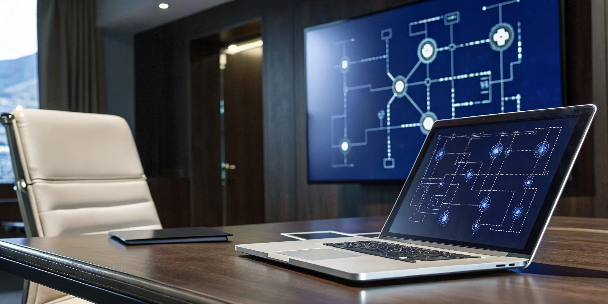 A laptop showing a workflow diagram, used to compare the best BPM software platforms.