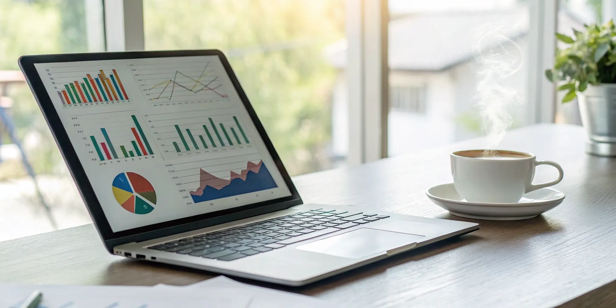 Charts on a laptop screen comparing workflow automation tools and their uses.