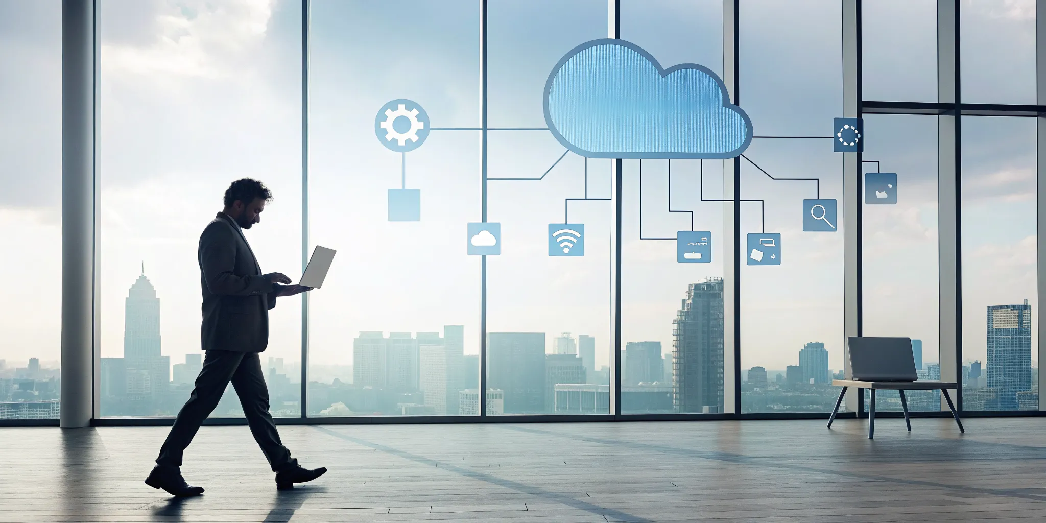 A professional uses a SaaS BPM platform on a laptop to automate and manage cloud-based business workflows.