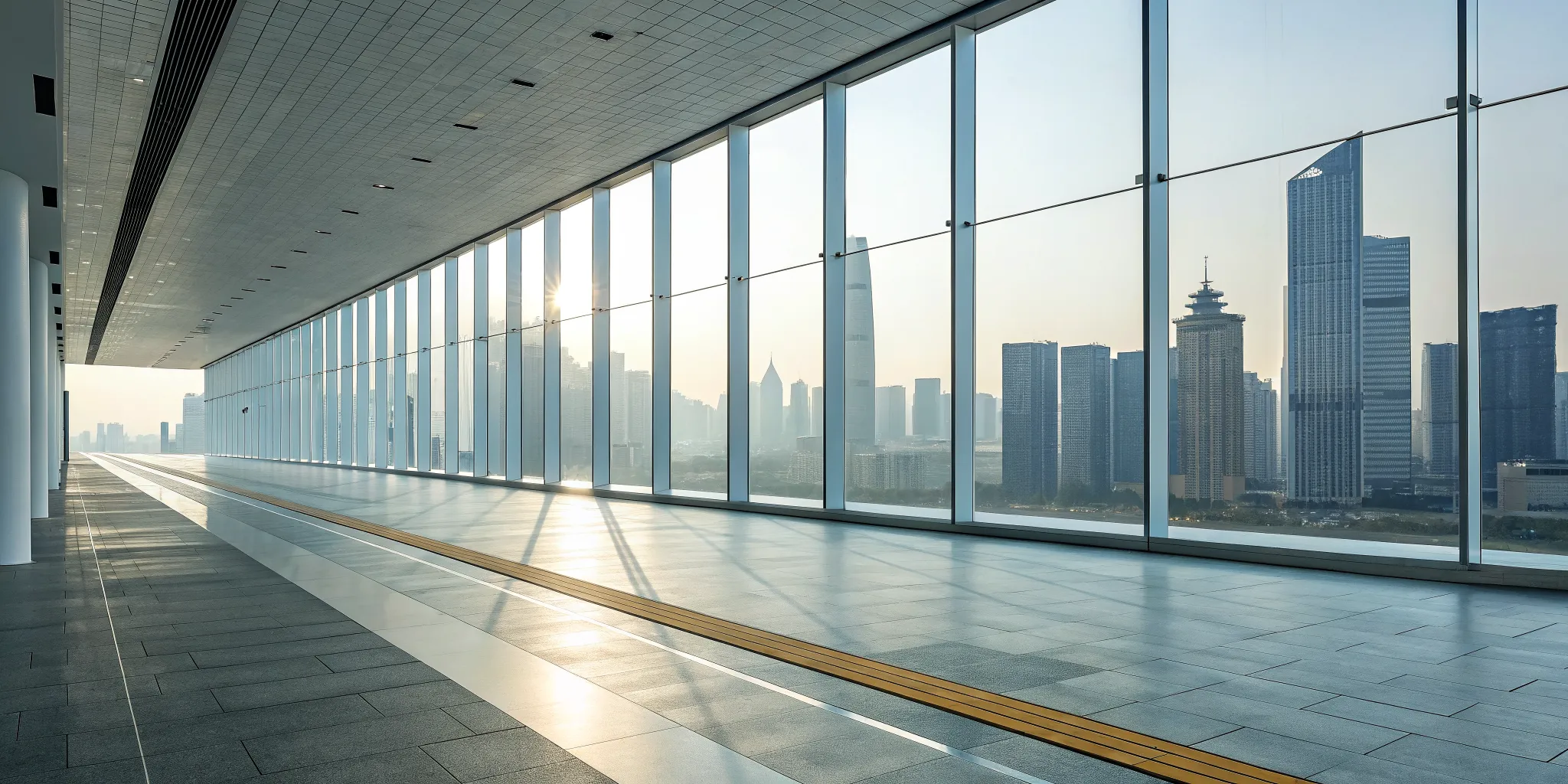 An organized office with a city view representing efficient workflow and queue management.