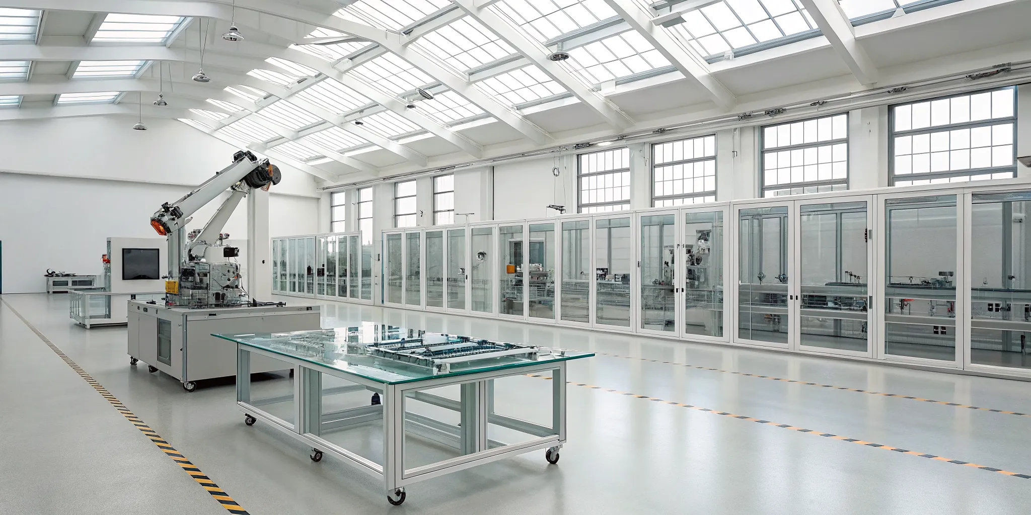 Robotic arms automating an OEM workflow in a modern manufacturing facility.