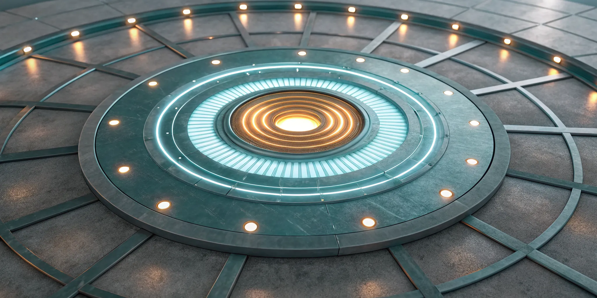A circular interface showing workflow triggers at the core of an automation system.
