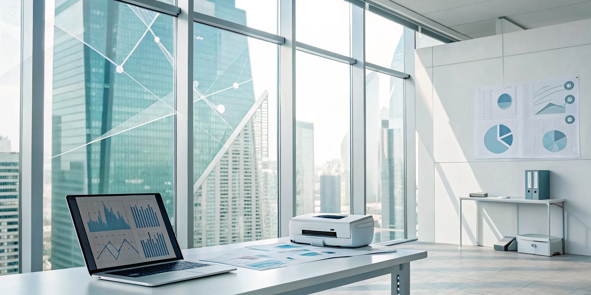 Laptop on a desk showing financial charts from an AP automation platform.